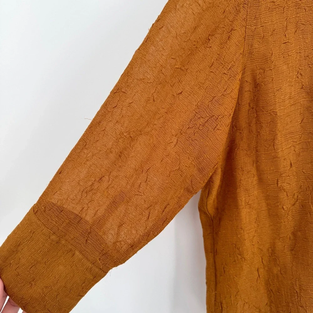 Coldwater Creek‎ Amber Sheer 3/4 Sleeve Textured Button Up Blouse Women's XL - Picture 3 of 13